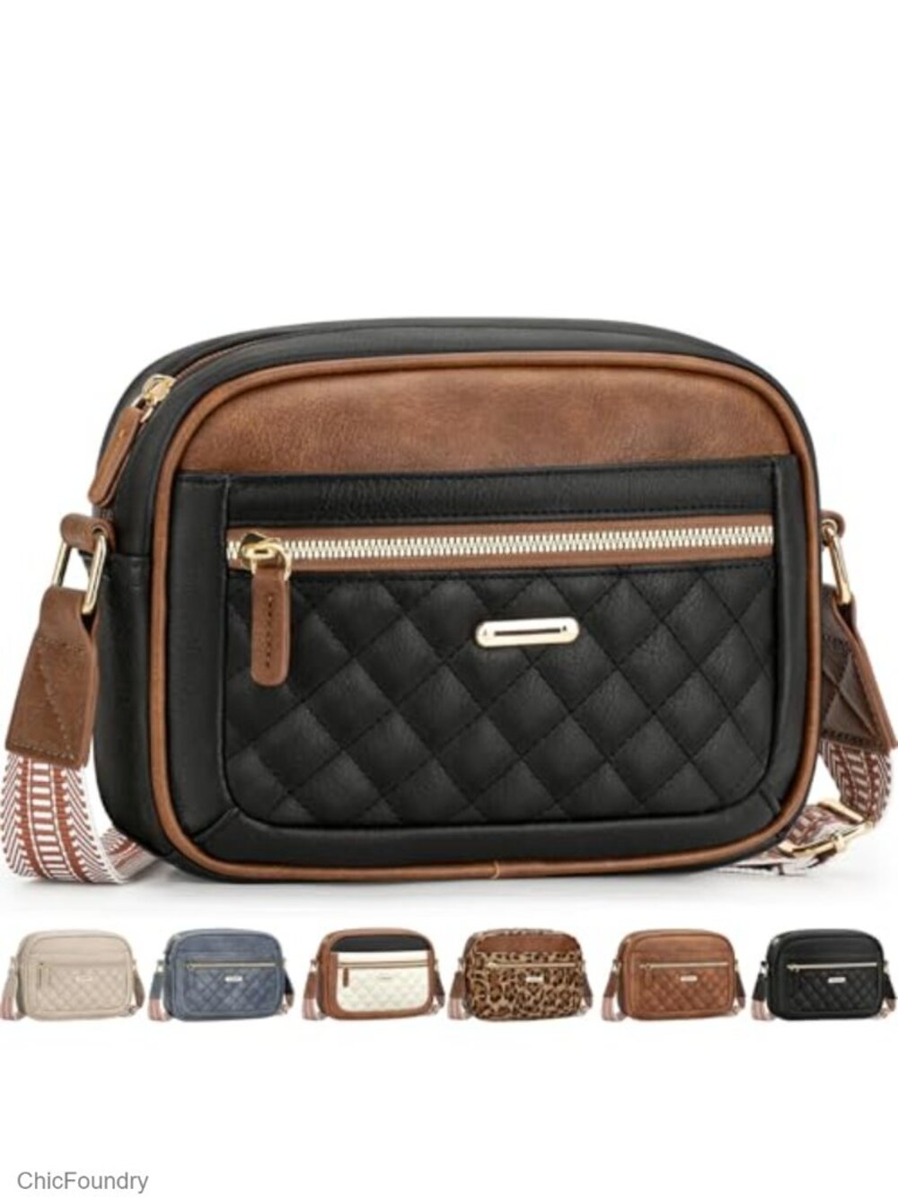 Women's Waterproof Vegan Leather Crossbody Bag Adjustable Strap Quilted Purse